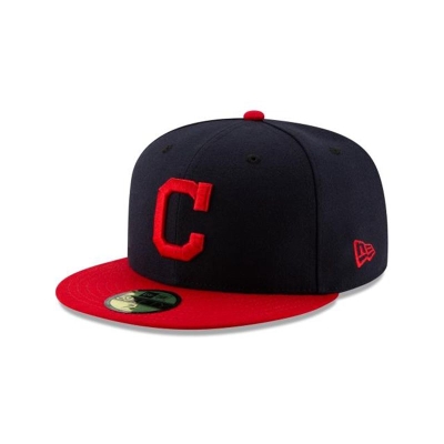 Blue Cleveland Indians Hat - New Era MLB Authentic Collection Home 59FIFTY Fitted Caps USA5406731